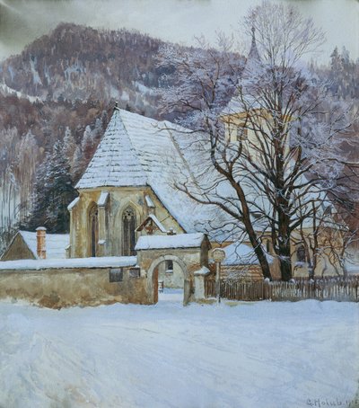 Hiver à Rosenthal près de Kapellen (Styrie) avec église gothique - Georg Holub
