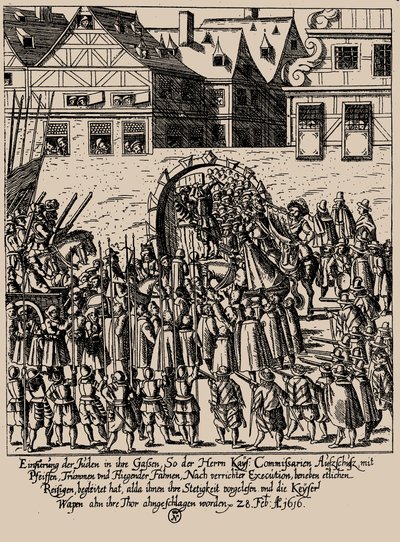 Le soulèvement de Fettmilch. Réintroduction des Juifs à Francfort le 28 février 1616, c. 1616-1617 - Georg Keller