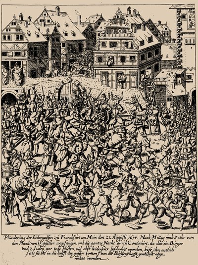 La révolte de Fettmilch. Le pillage du Judengasse à Francfort le 22 août 1614, vers 1616-1617 - Georg Keller