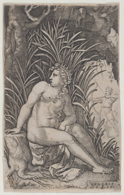 Céphale et Procris, des Héroïnes grecques, 1539 - Georg Pencz