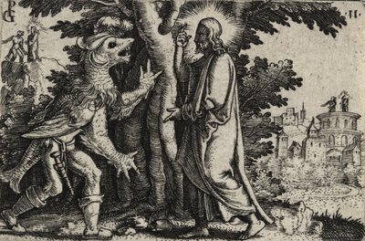 Le Christ tenté par le Diable dans le désert - Georg Pencz