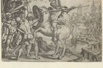 Horatius Cocles défend le pont sur le Tibre (Verhalen uit vroege Romeinse geschiedenis) - Georg Pencz