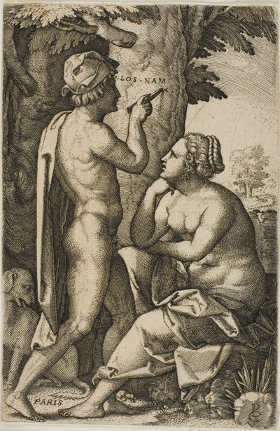 Paris et Oenone, des Héroïnes grecques - Georg Pencz