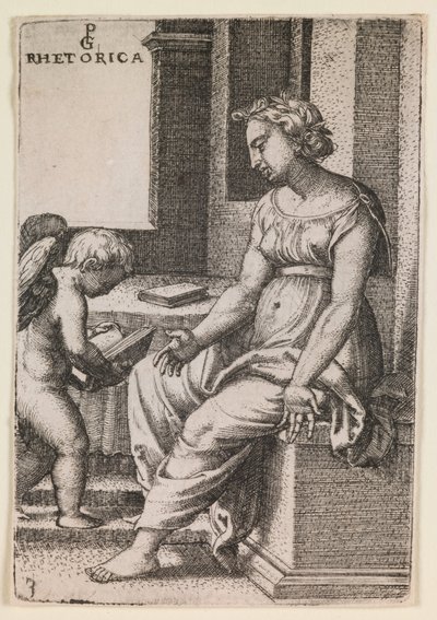 Rhetorica, de la série "Les arts libéraux", vers 1541 (gravure) - Georg Pencz