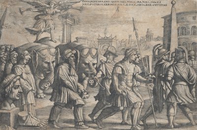Le Triomphe de la Renommée sur la Chasteté, des Triomphes de Pétrarque - Georg Pencz