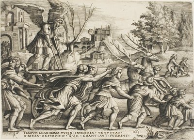 Le triomphe du temps, planche quatre des Triomphes de Pétrarque - Georg Pencz