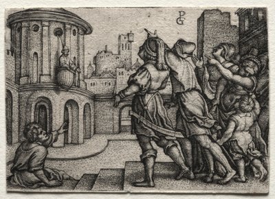Virgile suspendu dans un panier, vers 1541-42 - Georg Pencz