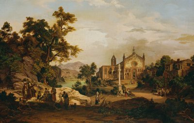 Paysage italien avec pèlerins - Georg Petzolt