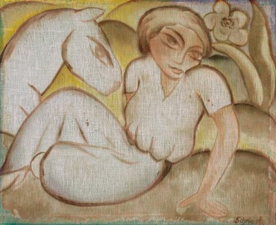 Femme avec un âne - Georg Schrimpf