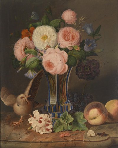 Nature morte avec une fleur, un oiseau et une sauterelle - Georg Seitz