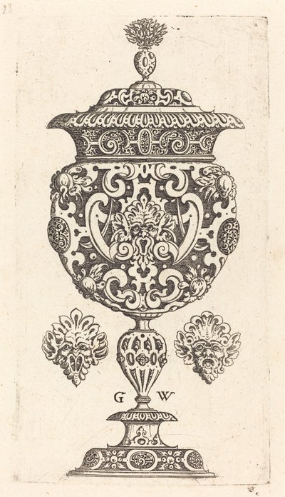 Gobelet, bord décoré avec un masque à la bouche béante - Georg Wechter I