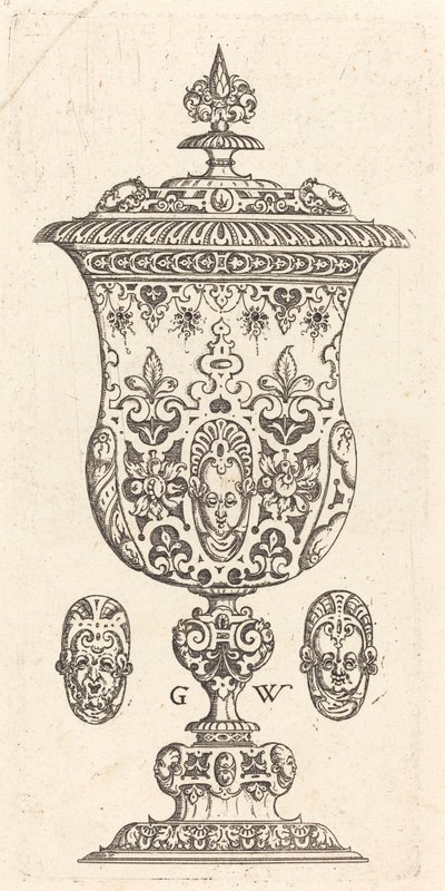 Gobelet avec deux masques sur le couvercle - Georg Wechter I