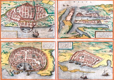 Cagliari, Malte, Rhodes, Famagouste, Italie, Malte, Grèce, Chypre - Georg and Hogenberg Franz (1535 90) Braun