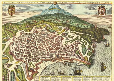 Catane, Sicile, Italie - Georg and Hogenberg Franz (1535 90) Braun