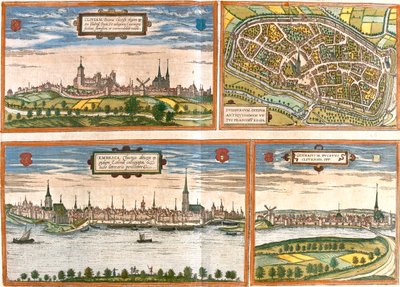 Cleves, Duisburg, Emmerich, Genappe, Allemagne, Belgique - Georg and Hogenberg Franz (1535 90) Braun