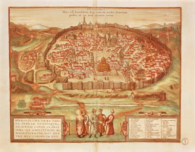 Jérusalem de Civitates Orbis Terrarum - Georg Braun and Hogenberg Franz