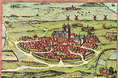 Lund, Suède - Georg and Hogenberg Franz (1535 90) Braun