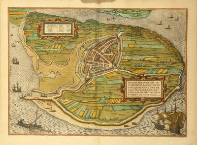 Carte de Brielle du Civitates Orbis Terrarum par Georg Braun - Georg Braun and Hogenberg Franz