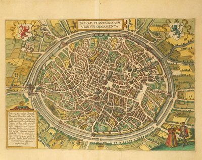 Carte de Bruges du Civitates Orbis Terrarum par Georg Braun - Georg Braun and Hogenberg Franz