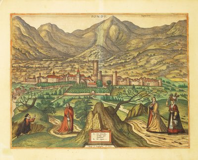 Carte de Fondi, région du Latium de Civitates Orbis Terrarum par Georg Braun - Georg Braun and Hogenberg Franz