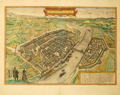 Carte de Francfort du Civitates Orbis Terrarum par Georg Braun - Georg Braun and Hogenberg Franz