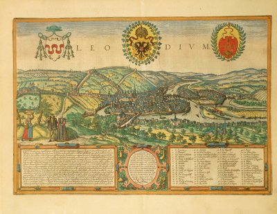 Carte de Liège du Civitates Orbis Terrarum par Georg Braun - Georg Braun and Hogenberg Franz