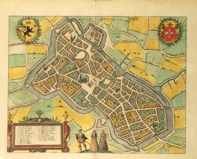 Carte de Lille de Civitates Orbis Terrarum par Georg Braun - Georg Braun and Hogenberg Franz