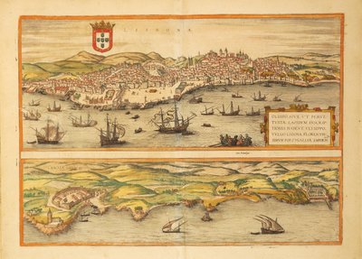 Carte de Lisbonne et Cascais de Civitates Orbis Terrarum par Georg Braun - Georg Braun and Hogenberg Franz
