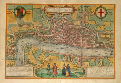 Carte de Londres de Civitates Orbis Terrarum par Georg Braun - Georg Braun and Hogenberg Franz