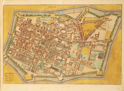 Carte de Lucques de Civitates Orbis Terrarum par Georg Braun - Georg Braun and Hogenberg Franz