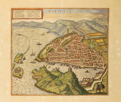 Carte de Marseille de Civitates Orbis Terrarum par Georg Braun - Georg Braun and Hogenberg Franz