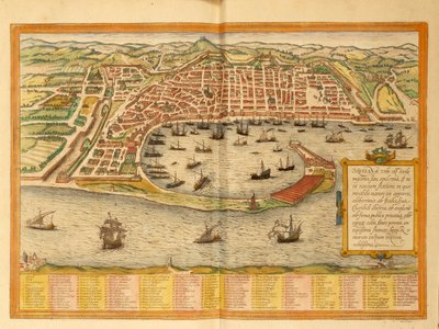 Carte de Messine du Civitates Orbis Terrarum par Georg Braun - Georg Braun and Hogenberg Franz