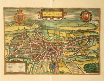 Carte de Norwich de Civitates Orbis Terrarum par Georg Braun - Georg Braun and Hogenberg Franz