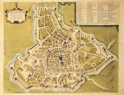 Carte de Padoue de Civitates Orbis Terrarum par Georg Braun - Georg Braun and Hogenberg Franz