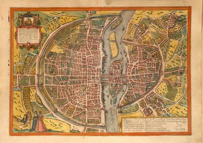 Carte de Paris du Civitates Orbis Terrarum par Georg Braun - Georg Braun and Hogenberg Franz