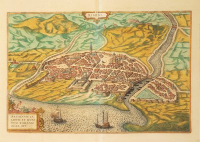 Carte de Rimini de Civitates Orbis Terrarum par Georg Braun - Georg Braun and Hogenberg Franz