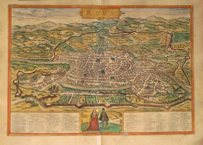 Carte de Rome de Civitates Orbis Terrarum par Georg Braun - Georg Braun and Hogenberg Franz