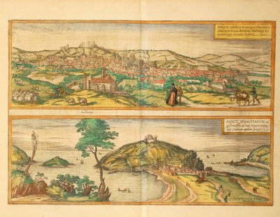 Carte de Saint-Sébastien et Burgos du Civitates Orbis Terrarum par Georg Braun - Georg Braun and Hogenberg Franz