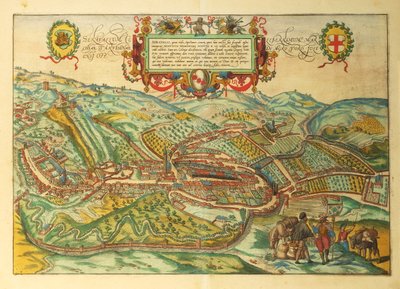 Carte de Serravalle Scrivia, région du Piémont du Civitates Orbis Terrarum par Georg Braun - Georg Braun and Hogenberg Franz