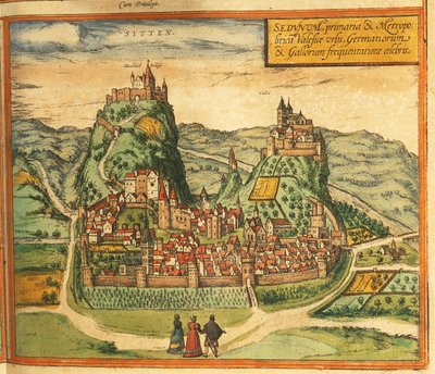 Carte de Sion de Civitates Orbis Terrarum - Georg Braun and Hogenberg Franz