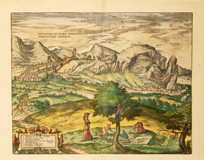 Carte de Terracina, région du Latium du Civitates Orbis Terrarum par Georg Braun - Georg Braun and Hogenberg Franz