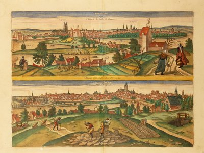 Carte de Tours et Angers du Civitates Orbis Terrarum par Georg Braun - Georg Braun and Hogenberg Franz