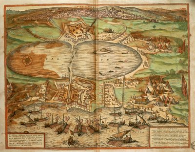 Carte de Tunis, Tunisie, du Civitates Orbis Terrarum par Georg Braun et Franz Hogenberg, gravure - Georg Braun and Hogenberg Franz
