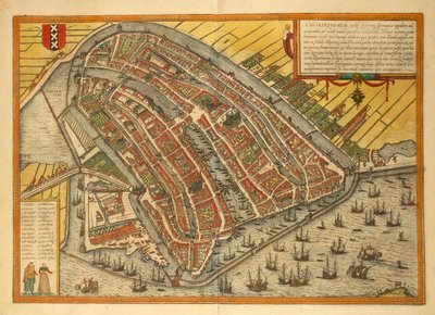 Carte de la ville, de Civitates Orbis Terrarum par Georg Braun - Georg Braun and Hogenberg Franz