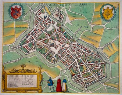 Carte de la ville de Lille de « Civitates Orbis Terrarum » par Georg Braun et Frans Hogenberg vers 1572-1617 - Georg Braun and Hogenberg Franz