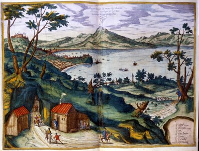 Naples, Posilipe et Vésuve. Braun & Hogenberg, Amsterdam 1600 - Georg Braun and Hogenberg Franz