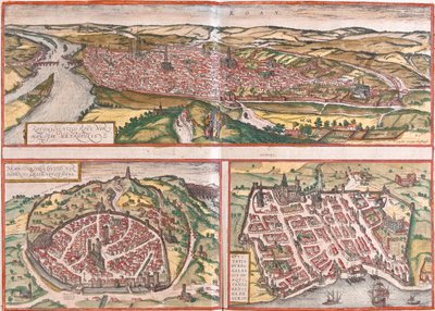 Rouen, Nimes, Bordeaux, France - Georg and Hogenberg Franz (1535 90) Braun