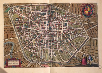 La ville de Bologne, de Civitates Orbis Terrarum par Georg Braun - Georg Braun and Hogenberg Franz