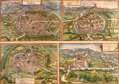 Wissembourg, Rouffach, Colmar, Baden, France, Suisse - Georg and Hogenberg Franz (1535 90) Braun
