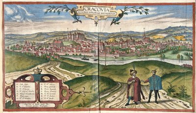 Cracovie, Pologne (gravure) - Georg Braun and Hogenberg Franz